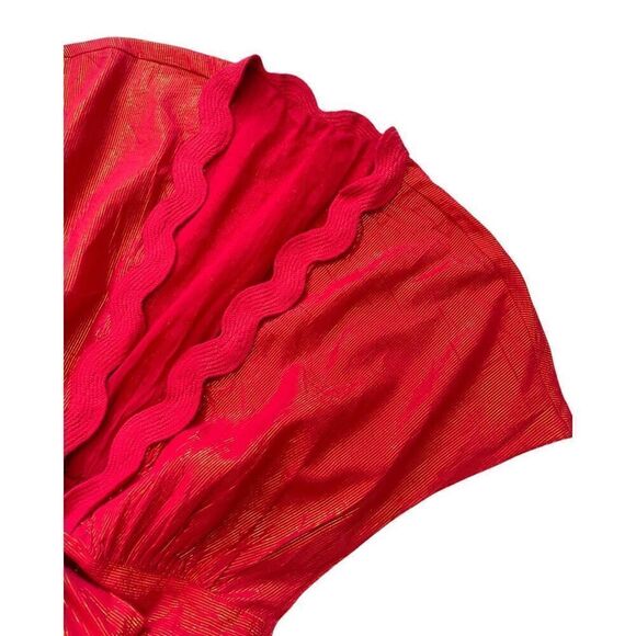 Nora Sunset Red & Gold Wrap Sundress Large - Picture 8 of 9